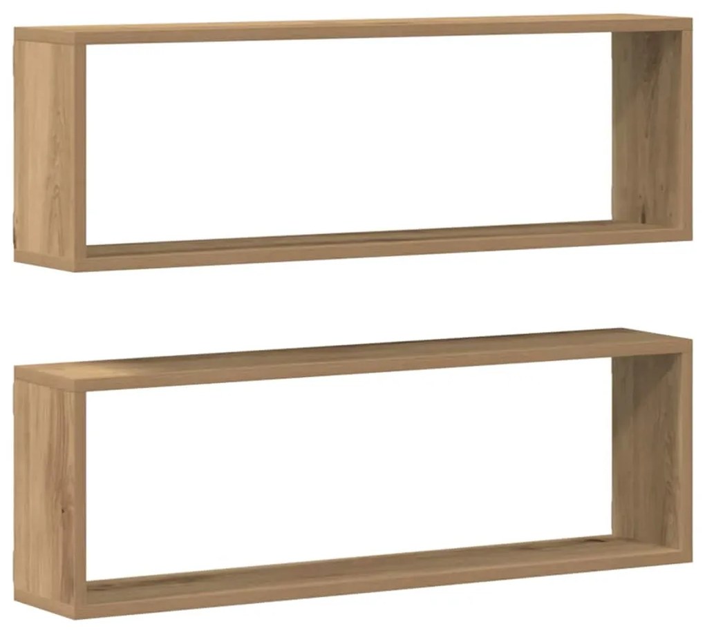 vidaXL Ράφι Τοίχου με ράφι 2 pcs Χειροποίητη δρυς 80 x 15 x 26 εκ.