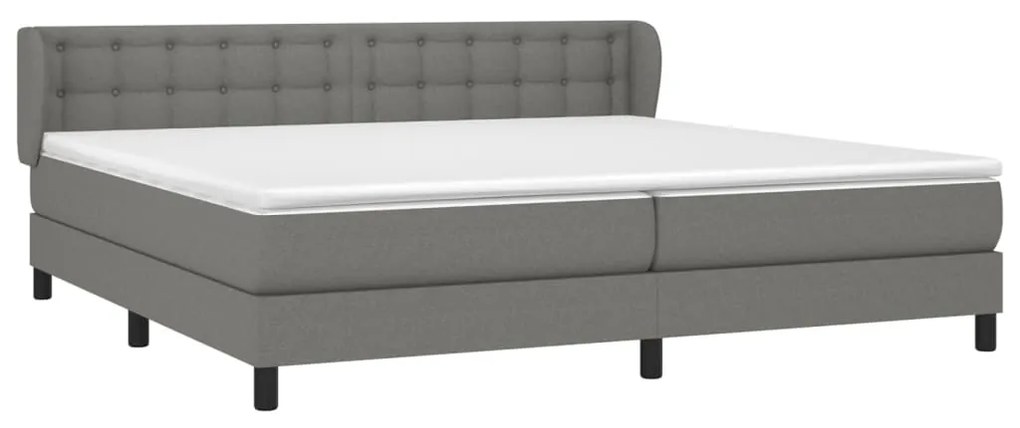 Κρεβάτι Boxspring με Στρώμα Σκούρο Γκρι 200x200 εκ. Υφασμάτινο - Γκρι