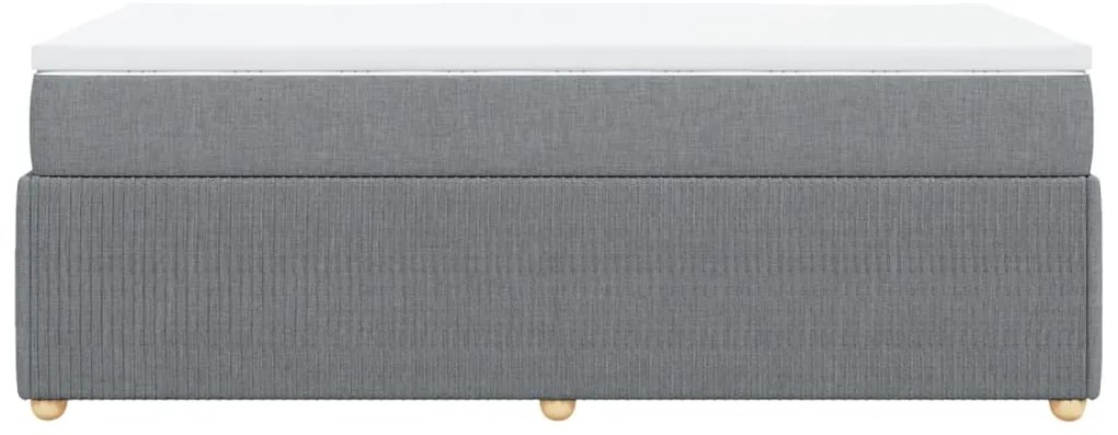 vidaXL Κρεβάτι Boxspring με Στρώμα Ανοιχτό Γκρι 90x190 εκ. Υφασμάτινο