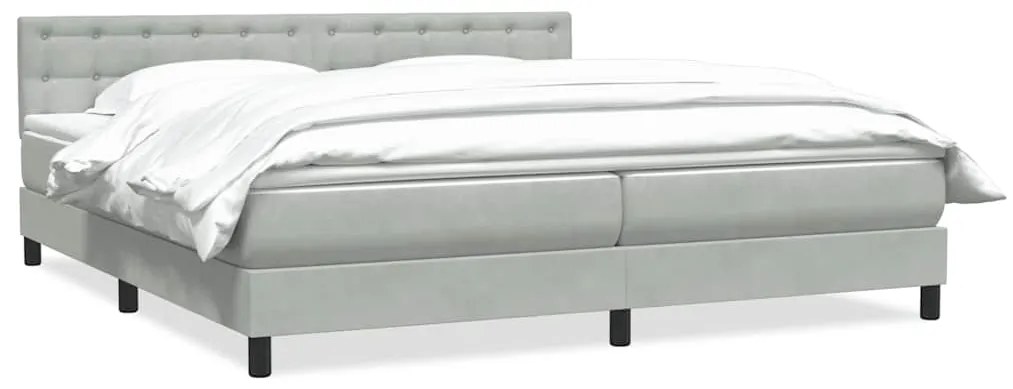 vidaXL Κρεβάτι Boxspring με Στρώμα Ανοιχτό Γκρι 180x210 εκ. Βελούδινο