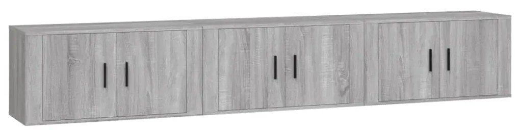 vidaXL Έπιπλα Τηλεόρασης Επιτοίχια 3 τεμ. Γκρι Sonoma 80x34,5x40 εκ.