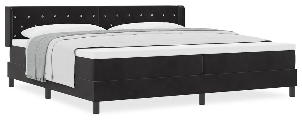 vidaXL Κρεβάτι με Στρώμα Μαύρο 200x200 εκ Βελούδο