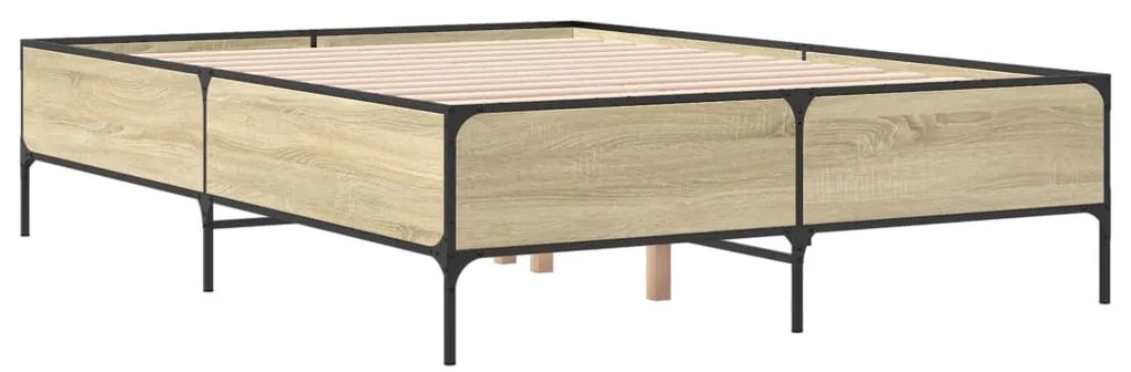 vidaXL Πλαίσιο Κρεβατιού Sonoma Δρυς 120x200 εκ. Επεξ. Ξύλο &amp; Μέταλλο