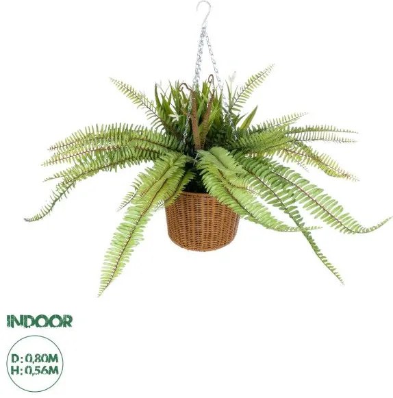 Artificial Garden FERN HANGING BOUQUET PLANT 20629 Τεχνητό Κρεμαστό Διακοσμητικό Φυτό Φτέρης Y56cm Globostar 20629