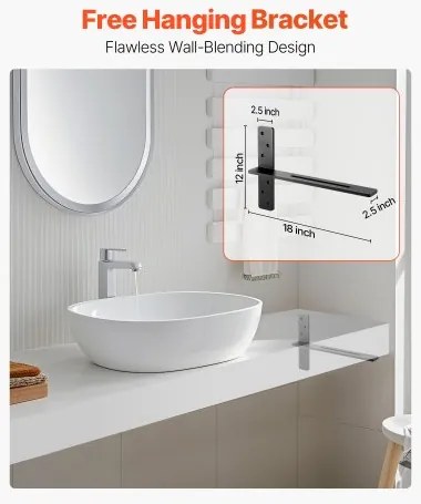 VEVOR 2 Pcs Shelf Brackets 18 inch / 457.2 mm Heavy Duty Floating Shelf Brackets
