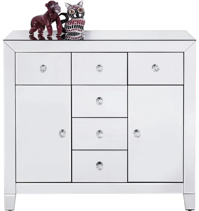 Συρταριέρα Luxury Γυαλί Καθρέφτης 88x41x83.5εκ - Ασημί