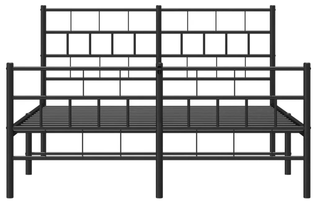 vidaXL Πλαίσιο Κρεβατιού με Κεφαλάρι&Ποδαρικό Μαύρο 140x200εκ. Μέταλλο