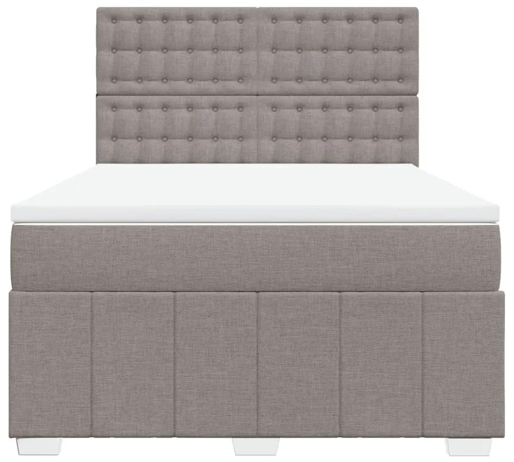 Κρεβάτι Boxspring με Στρώμα Taupe 140x200 εκ. Υφασμάτινο - Μπεζ-Γκρι