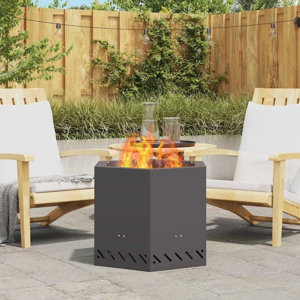 vidaXL Φωτιά Μαύρο 58 x 58 x 51 cm Κρύα έλαση από χάλυβα