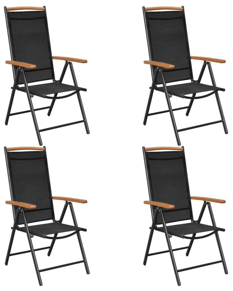Καρέκλες Κήπου Πτυσσόμενες 4 τεμ. Μαύρες Αλουμίνιο/Textilene