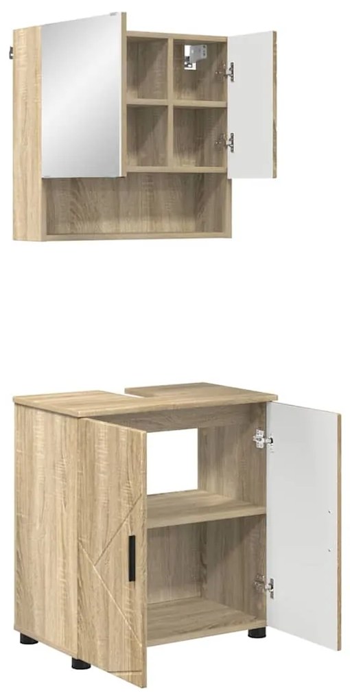 vidaXL Σετ Επίπλων Μπάνιου Επιτοίχιο με αποθήκευση 2 pcs Δρύς Sonoma