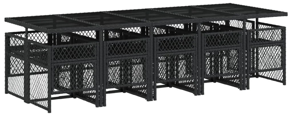 vidaXL Σετ Τραπεζαρίας Κήπου 11 τεμ Μαύρο από Συνθ. Ρατάν με Μαξιλάρια