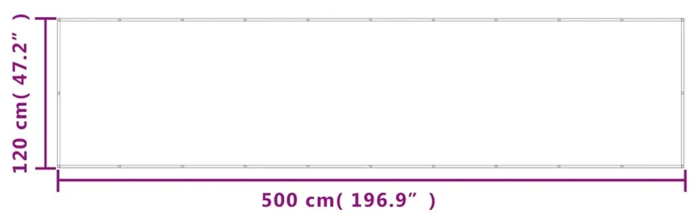 vidaXL Διαχωριστικό Βεράντας Αν.Γκρι 120x500εκ 100% Πολ. Ύφασμα Oxford