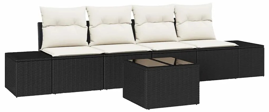 vidaXL Σετ Καναπέ Κήπου με μαξιλάρι 5 pcs Μαύρο, Κρέμα 55 x 55 x 37 εκ