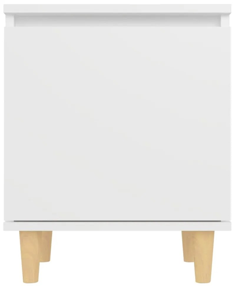 vidaXL Κομοδίνα 2 τεμ. Λευκά 40 x 30 x 50 εκ. Μασίφ με Ξύλινα Πόδια
