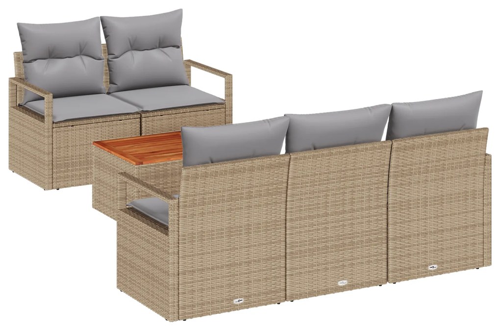 vidaXL Σετ καναπέ κήπου 6 pcs Beige, ανοιχτό γκρι Μεσαίο