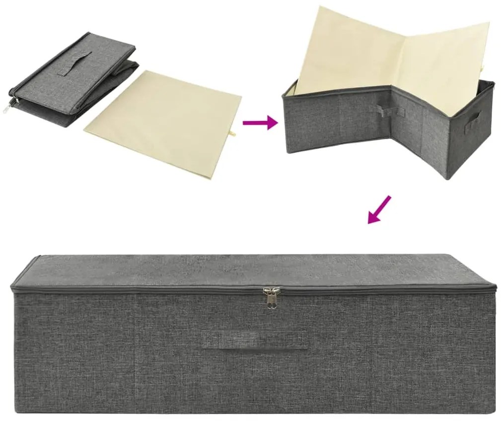 vidaXL Κουτι Αποθήκευσης Ανθρακί 70 x 40 x 18 εκ. Υφασμάτινο