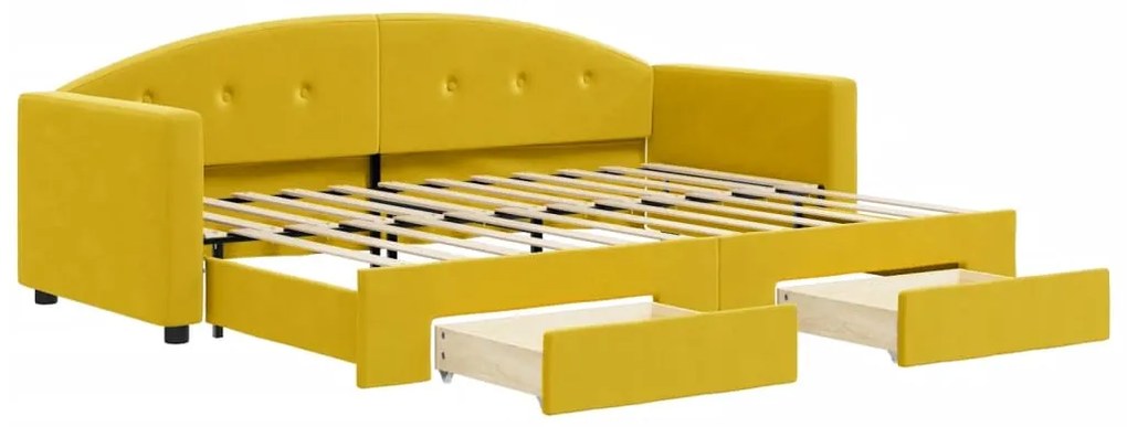 vidaXL Καναπές Κρεβάτι Συρόμενος Κίτρινο 80x200εκ. Βελούδινος Συρτάρια