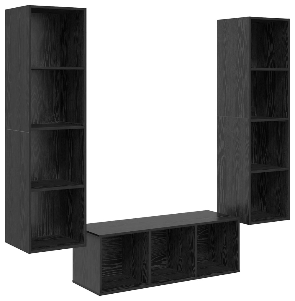 vidaXL Σετ Τηλεοπτικού Κάδου 3 pcs Μαύρη δρυς 37 x 37 x 142.5 εκ