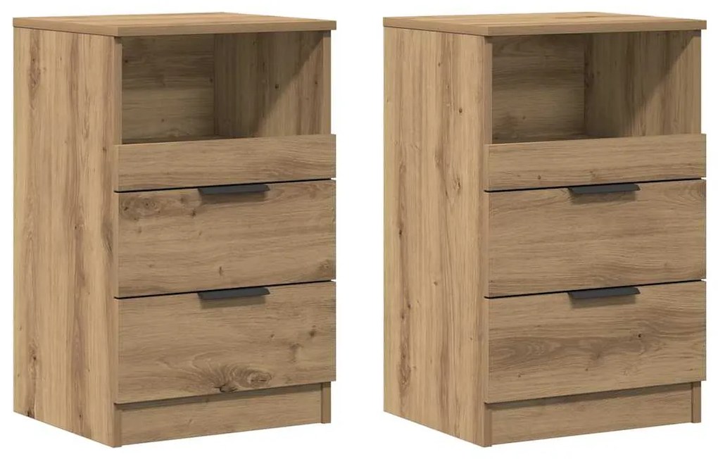 vidaXL Κομοδίνα 2 τεμ.Αρτισιανή Δρυς 40x36x65 εκ. Επεξ. Ξύλο