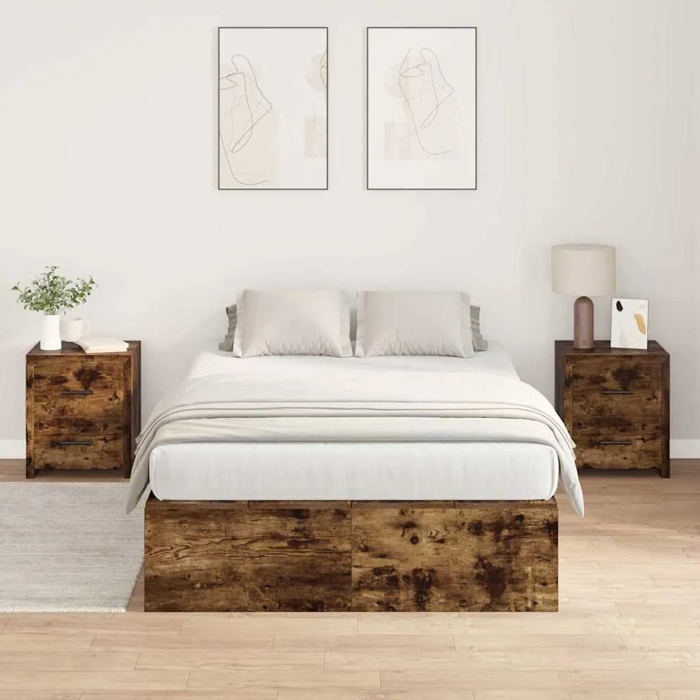 vidaXL Σκελετός Κρεβατιού Καπνιστή δρυς 190 x 120 x 31.5 εκ.