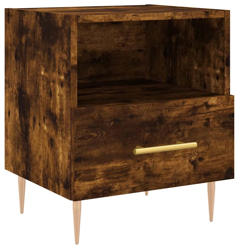vidaXL Κομοδίνα 2 τεμ. Καπνιστή Δρυς 40 x 35 x 47,5 εκ. Επεξεργ. Ξύλο