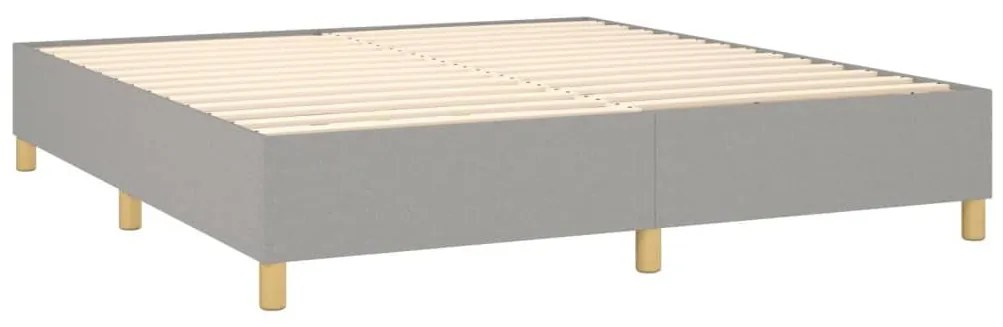 Κρεβάτι Boxspring με Στρώμα Ανοιχτό Γκρι 200x200 εκ. Υφασμάτινο - Γκρι