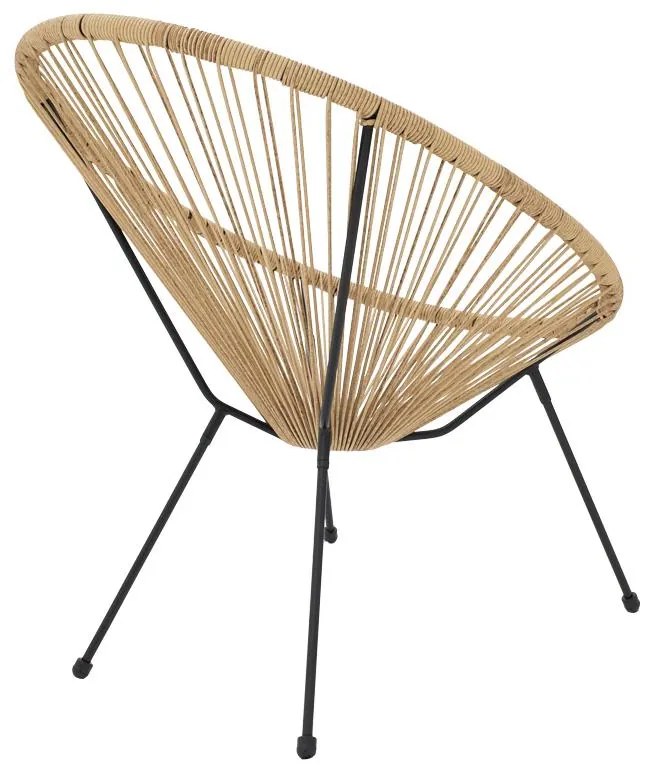 Καρέκλα - Πολυθρόνα κήπου Acapulco μαύρο μέταλλο - pe rattan σε φυσική απόχρωση 71x76x85 εκ. 71x78x85 εκ.