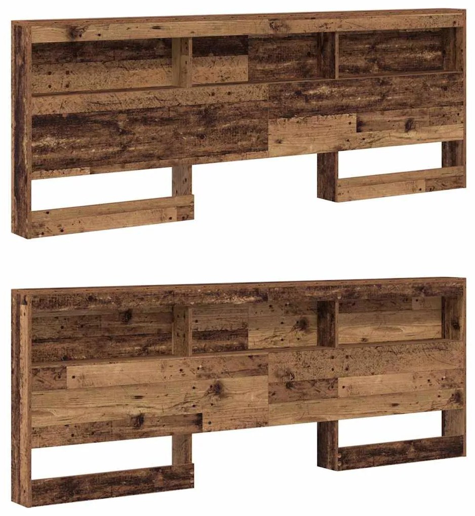 vidaXL Κεφαλάρι Αποθήκης με ράφι Παλιό Ξύλο 200 cm Επεξεργασμένο ξύλο