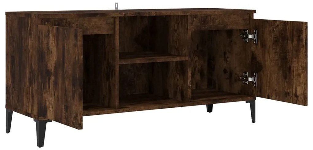 vidaXL Έπιπλο Τηλεόρασης Καπνιστή Δρυς 103,5x35x50 εκ. με Μεταλ. Πόδια