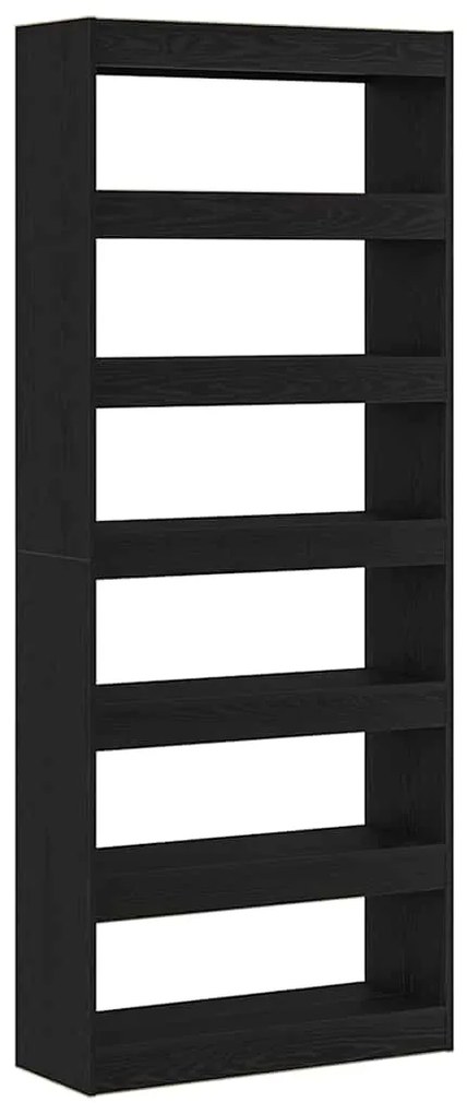 vidaXL Βιβλιοθήκη Μαύρη Οξυά 80 x 30 x 198 εκ Επεξεργασμένο ξύλο