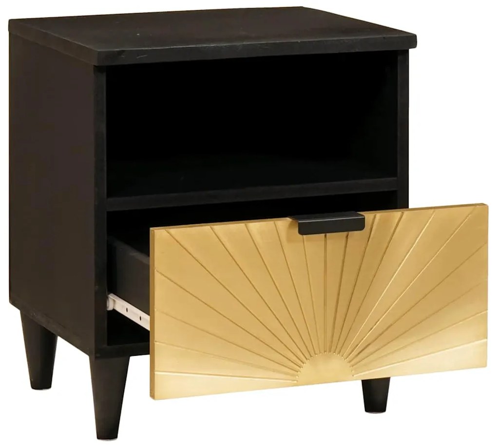 vidaXL Κομοδίνο με συρτάρι 2 pcs Μαύρο και Χρυσό 40 x 33 x 46 εκ.