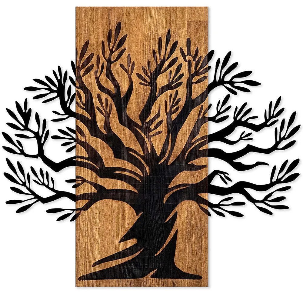Διακοσμητικό Τοίχου Monumental Tree 899SKL2409 58x67cm Walnut-Black Wallity Metal,Wood