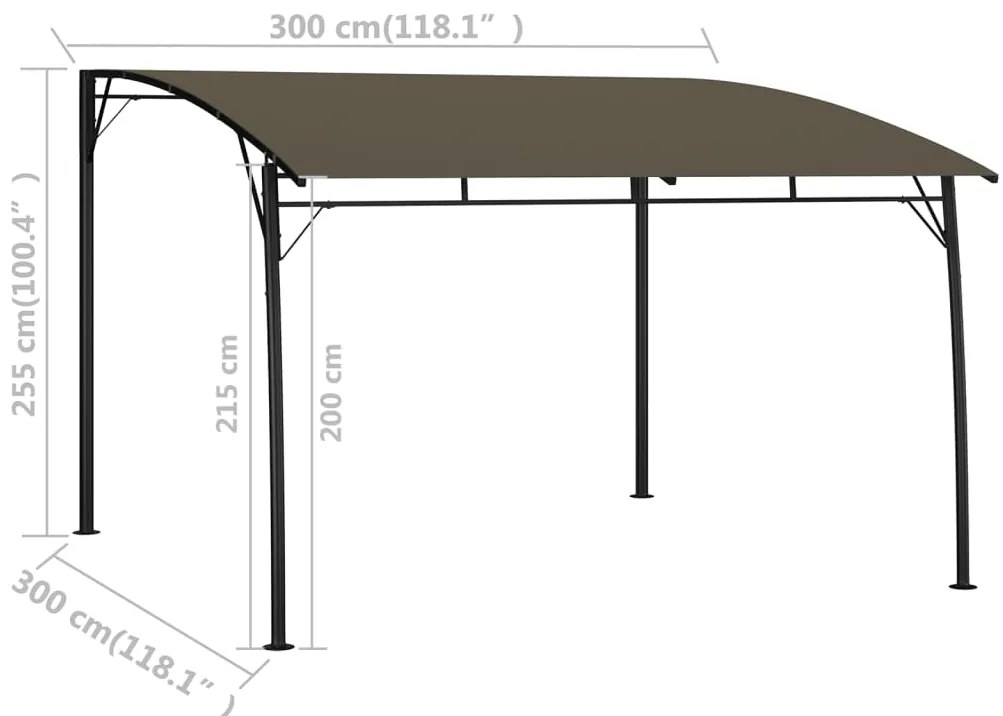 vidaXL Τεντοπέργκολα Κήπου Taupe 3 x 3 x 2,55 μ.