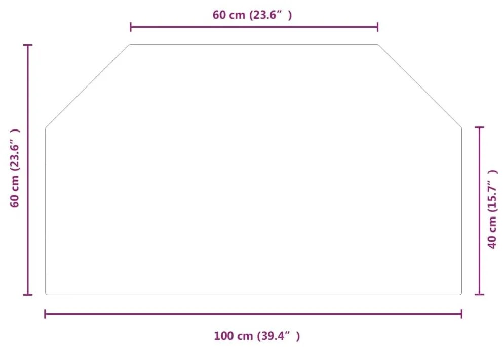 Πλάκα Τζακιού Εξάγωνη 100 x 60 εκ. Γυάλινη