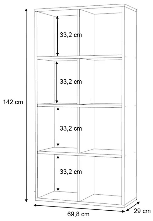 Βιβλιοθήκη Anser Megapap χρώμα λευκό 69,8x29x142εκ. - GP028-0102,2