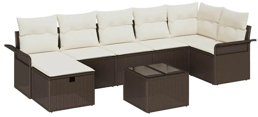 vidaXL Σετ Καναπέ Κήπου 8 pcs Καφέ και κρεμ 297.5 x 132.5 x 85 εκ.