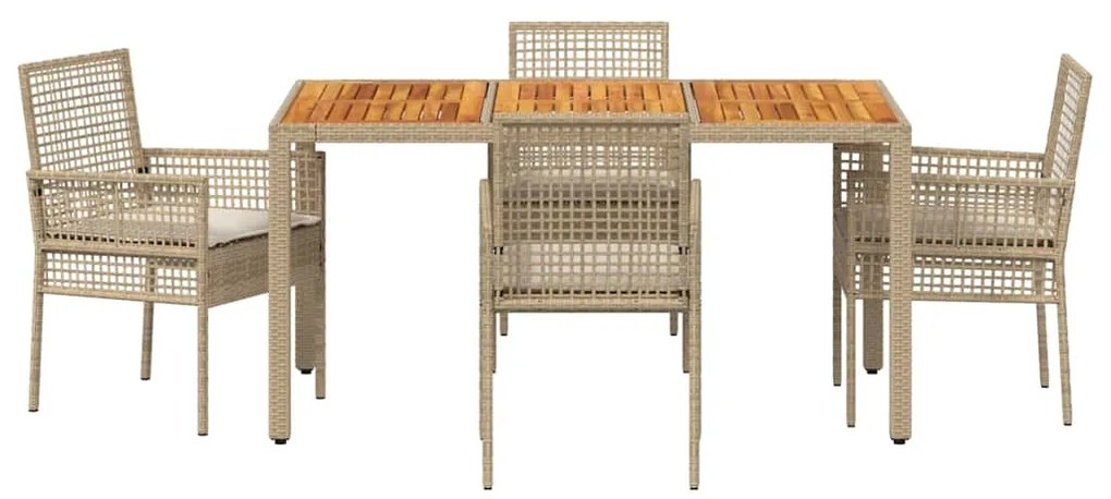 vidaXL Σέτ φαγητού για κήπο 5 pcs Μπεζ συνθετικό ρατάν