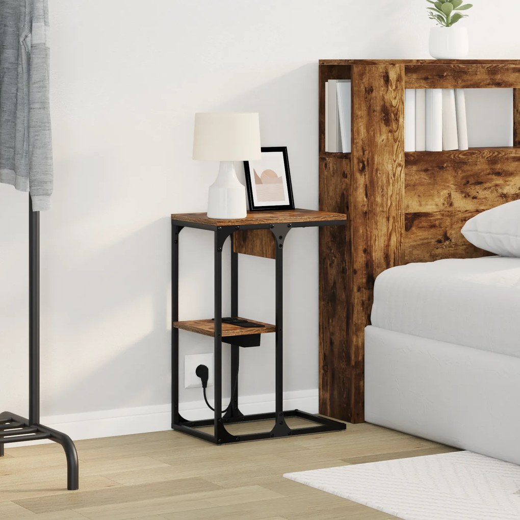 vidaXL Κομοδίνο Σοκολατί δρυς 41.5 x 26 x 60.5 εκ Επεξεργασμένο ξύλο