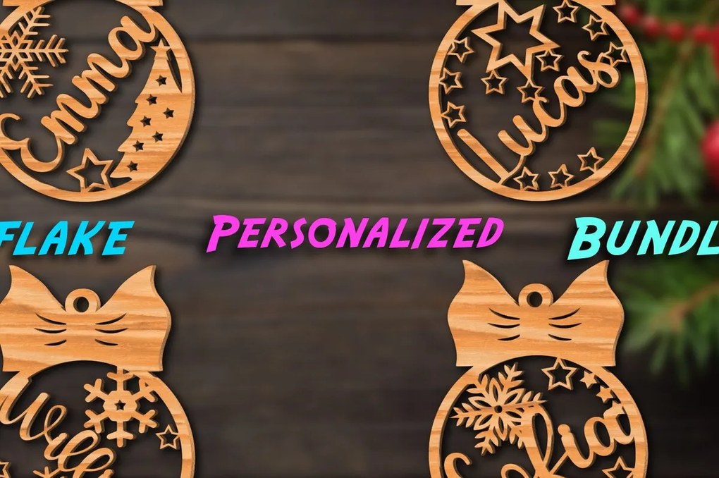 Intra απο ξύλο plywood 3mm-4mm πάχος Προσωποποιημένη δέσμη Χριστουγεννιάτικων νιφάδων χιονιού Δίασταση 8x8 cm INTRAFABR-43814441