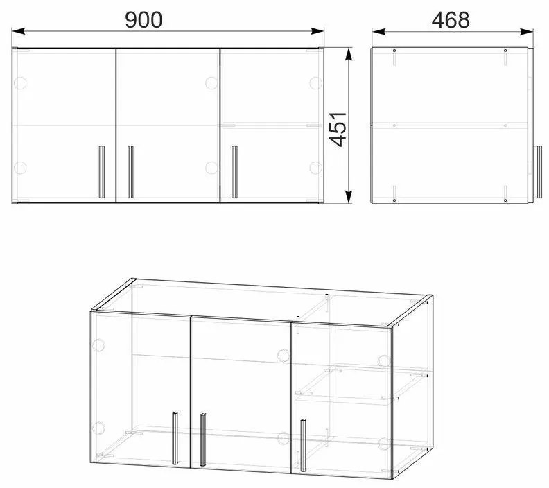 Πατάρι ντουλάπας Warner τρίφυλλο καρυδί 90x46.5x45εκ 90x46.5x45 εκ.