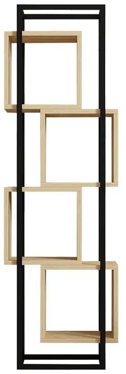 Βιβλιοθήκη Gridur oak - μαύρο μεταλλικό σκελετό 44x29x140 εκ. 44x29x140 εκ.