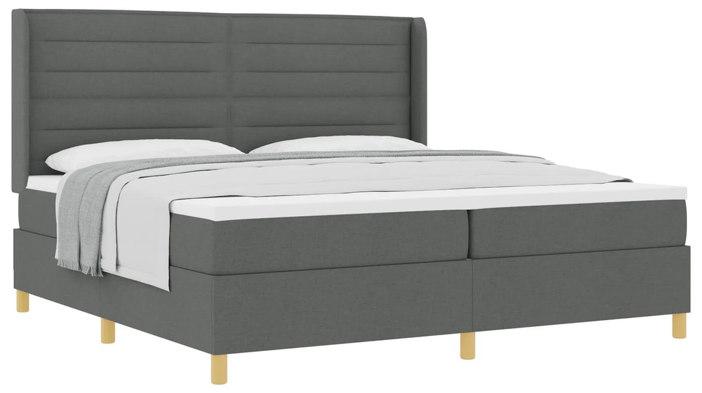 vidaXL Κρεβάτι Box Spring με Στρώμα Σκούρο Γκρι 200x200 εκ. Υφάσματος