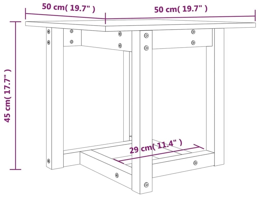 Τραπεζάκι Σαλονιού Λευκό 50 x 50 x 45 εκ. από Μασίφ Ξύλο Πεύκου - Λευκό