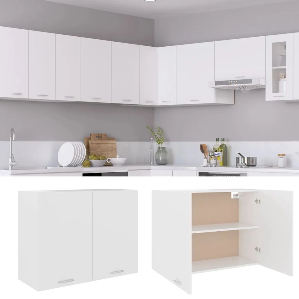 vidaXL Κρεμαστό Ντουλάπι "Lyon" Λευκό 80x31x60 εκ. από Τεχνητό Ξύλο