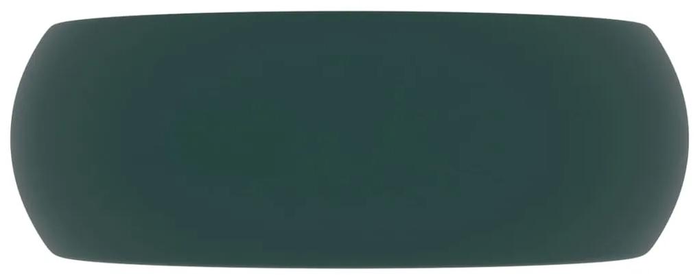 vidaXL Νιπτήρας Πολυτελής Στρογγυλός Σκ. Πράσινο Ματ 40x15 εκ Κεραμικό