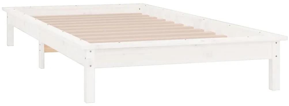 vidaXL Πλαίσιο Κρεβατιού LED Λευκό 90 x 190 εκ. Μονό Μασίφ Ξύλο