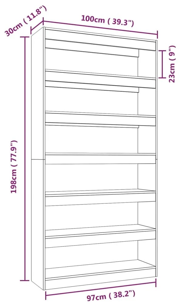 Βιβλιοθήκη/Διαχωρ. Χώρου Γκρι Sonoma 100x30x198 εκ Επεξ. Ξύλο - Γκρι