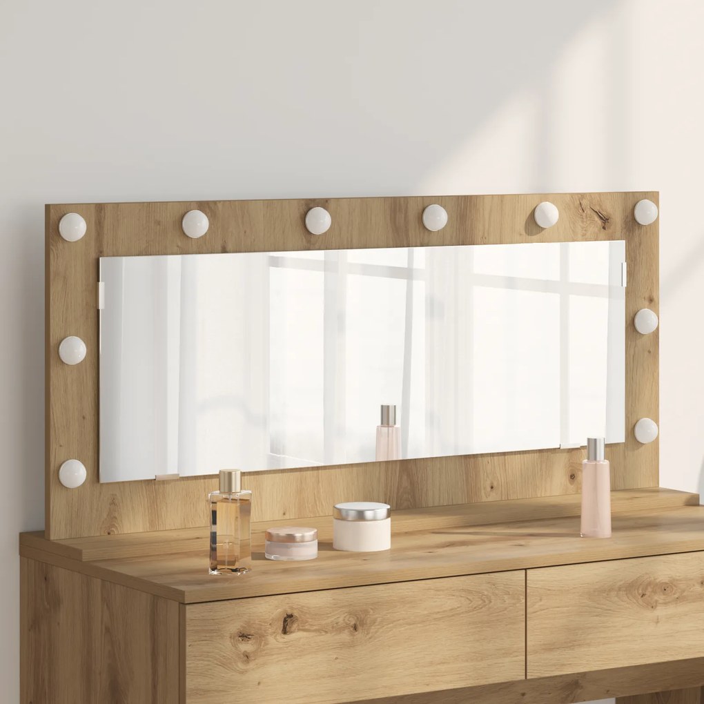 vidaXL Καθρέφτης Vanity  με φώτα LED Artisan Oak 100x45x18 εκ.