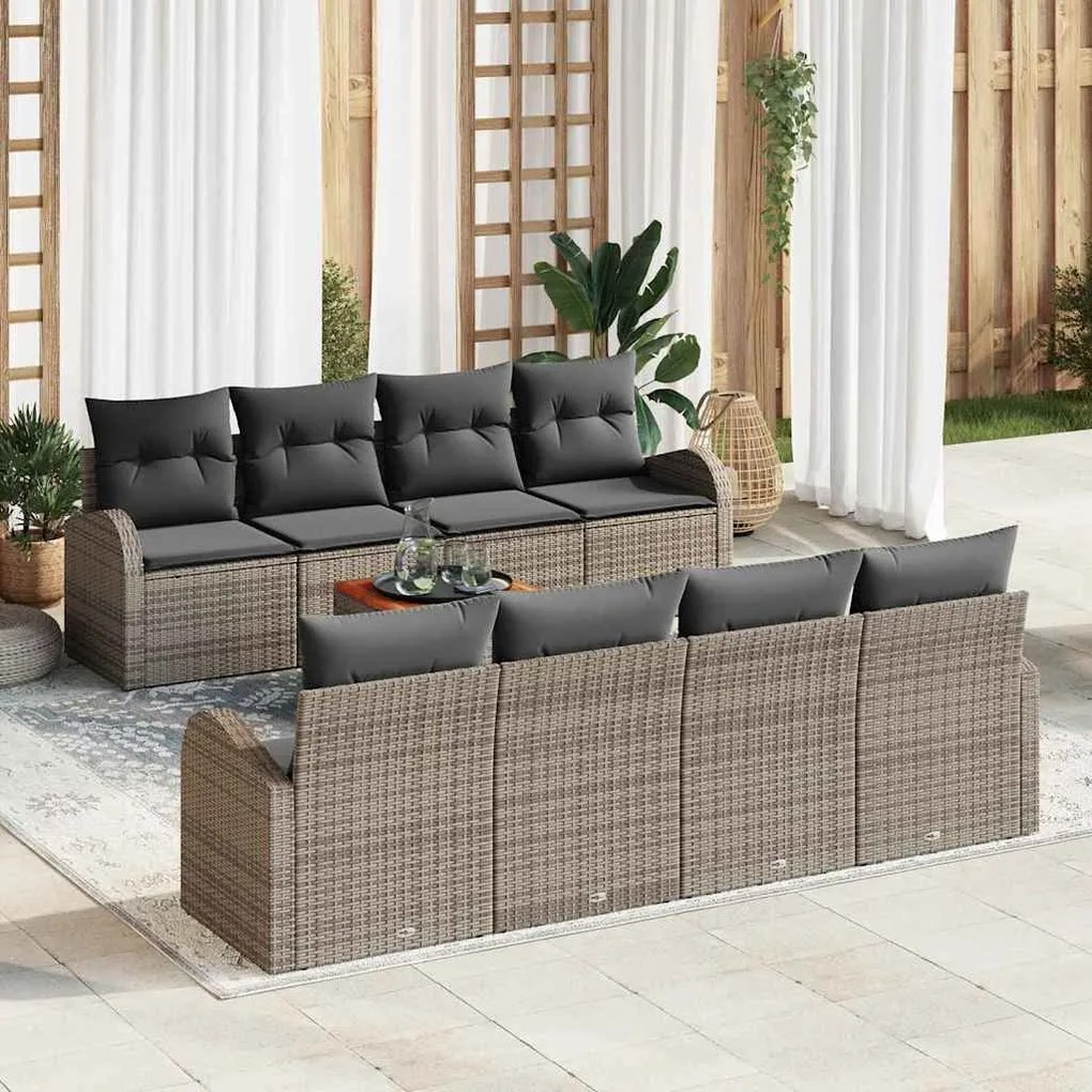 vidaXL Σετ Καναπέ Κήπου 9 pcs Γκρι Πολυ ράταν